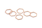 Rose Gold Plated Hexagon Ring Charm, 12 Rose Gold Plated Brass Hexagon Shaped Ring Charms (14x0.80mm) Bs 1172 q0003