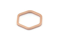 Rose Gold Hexagon Ring, 6 Rose Gold Plated Brass Hexagon Connectors, Rings (25x2x2mm) D0136 Q0004