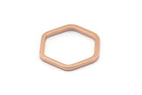 Rose Gold Hexagon Ring, 6 Rose Gold Plated Brass Hexagon Connectors, Rings (25x2x2mm) D0136 Q0004