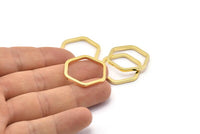 Gold Hexagon Ring, 3 Gold Plated Hexagon Connectors, Rings (25x2x2mm) D0136 Q0004