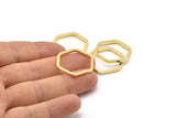 Gold Hexagon Ring, 3 Gold Plated Hexagon Connectors, Rings (25x2x2mm) D0136 Q0004