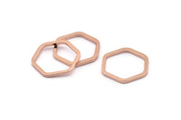 Rose Gold Hexagon Ring, 3 Rose Gold Plated Brass Hexagon Connectors, Rings (25x2x2mm) D0136 Q0004