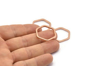 Rose Gold Hexagon Ring, 3 Rose Gold Plated Brass Hexagon Connectors, Rings (25x2x2mm) D0136 Q0004