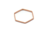 Rose Gold Hexagon Charm, 8 Rose Gold Plated Brass Hexagon Ring Charms (25x0.8x2mm) BS 1189 Q0005