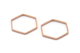 Rose Gold Hexagon Charm, 8 Rose Gold Plated Brass Hexagon Ring Charms (25x0.8x2mm) BS 1189 Q0005
