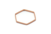 Rose Gold Hexagon Charm, 8 Rose Gold Plated Brass Hexagon Ring Charms (25x0.8x2mm) BS 1189 Q0005