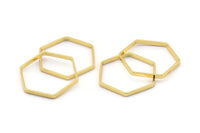 Gold Hexagon Charm, 8 Gold Plated Brass Hexagon Ring Charms (25x0.8x2mm) BS 1189 Q0005