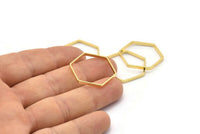 Gold Hexagon Charm, 8 Gold Plated Brass Hexagon Ring Charms (25x0.8x2mm) BS 1189 Q0005