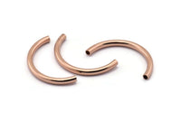 Rose Gold Noodle Tubes - 5 Rose Gold Plated Brass Semi Circle Curved Tube Beads (3x35mm) D0263 q0031