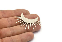 Ay ve Güneş, 1 Antik Gümüş Kaplama Pirinç Hilal ve Yarı Güneş Etnik Kolye, 2 Halka, Bulgular, Tılsımlar (49x35x1mm) U122 H0380
