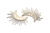 Ay ve Güneş, 1 Antik Gümüş Kaplama Pirinç Hilal ve Yarı Güneş Etnik Kolye, 2 Halka, Bulgular, Tılsımlar (49x35x1mm) U122 H0380