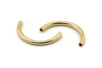 Gold Noodle Tubes - 5 Gold Plated Brass Semi Circle Curved Tube Beads (3x35mm) D0263 q0031