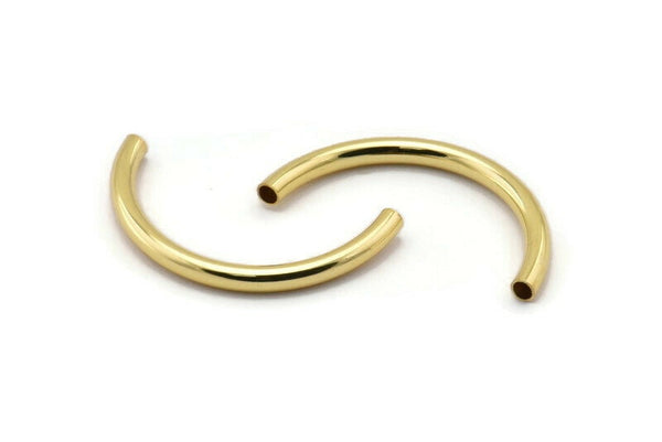 Gold Noodle Tubes - 5 Gold Plated Brass Semi Circle Curved Tube Beads (3x35mm) D0263 q0031
