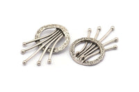 Gümüş Rozet Kolye, 2 Halka, Bulgular, Tılsımlar ile 1 Antik Gümüş Kaplama Pirinç Rozet Kolye (38x23,5 mm) U119 H0384