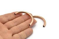 Rose Gold Noodle Tubes - 2 Rose Gold Plated Brass Semi Circle Curved Tube Beads (4x45mm) D0264 Q0030