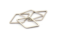 Gümüş Pırlanta Charm, 25 Gümüş Tonlu Açık Pırlanta Yüzük Charm (23x13,5x1mm) D0028 H0389