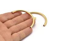Gold Curved Tubes, 2 Gold Plated Brass Semi Circle Curved Tube Beads (3.5x55mm) D0265 Q0029