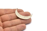 Hammered Crescent Pendant, 2 Antique Silver Plated Brass Hammered Crescent Pendants With 2 Loops (43x11x1mm) U147