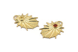 Gold Badge Charm, Gold Plated Brass Rosette Pendants With 1 Loop - Pad Size 4mm (33x24mm) N1490