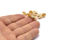 Altın Ananas Küpe, 2 Altın Kaplama Pirinç Ananas Küpe (20x9mm) N1548