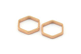 Rose Gold Hexagon, 8 Rose Gold Plated Brass Hexagon Shaped Ring Charms (14x0.80x2mm) BS 1183 Q0006
