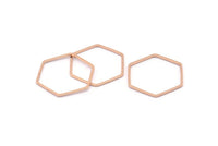 Hexagon Ring Charm, 12 Rose Gold Plated Brass Hexagon Shaped Ring Charms (20x0.80mm) BS 1175 Q0007