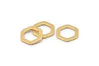 Gold Hexagon Charm, 10 Gold Plated Brass Hexagon Charms, Rings (12x2x1mm) D0056 Q0013