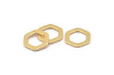 Gold Hexagon Charm, 10 Gold Plated Brass Hexagon Charms, Rings (12x2x1mm) D0056 Q0013