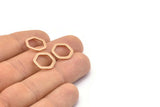 Rose Gold Hexagon Charm, 6 Rose Gold Plated Brass Hexagon Charms, Rings (14x2x1.2mm) D0082 Q0009