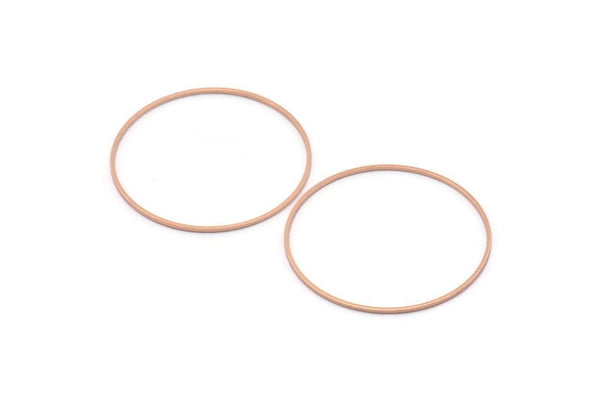 Rose Gold Circle Connector, 8 Rose Gold Plated Brass Circle Connectors (42x1x1mm) Bs 1085 Q0026