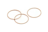 Rose Gold Circle Finding, 10 Rose Gold Plated Brass Textured Circle Ring Findings (30mm) A0589  Q0024