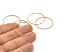 Rose Gold Circle Finding, 10 Rose Gold Plated Brass Textured Circle Ring Findings (30mm) A0589  Q0024