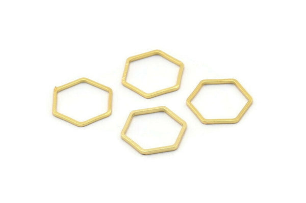 Gold Hexagon Ring Charm, 24 Gold Plated Brass Hexagon Shaped Ring Charms (12x0.8mm) BS 1171 Q0103