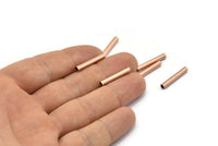 Rose Gold Plated Tube Beads, 12 Rose Gold Plated Brass Tubes (3x20mm) Bs 1440 Q0052
