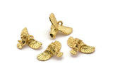 Altın Baykuş Tılsımı, 2 Altın Kaplama Pirinç Baykuş Kolye Ucu (18x10mm) N0417 Q0095