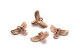 Rose Gold Owl, 2 Rose Gold Brass Owl Necklace Pendants (18x10mm) N0417 Q0095
