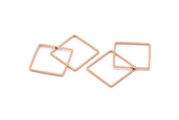 Square Geometric Charm, 12 Rose Gold Plated Brass Square Connectors (20mm) BS 1121 Q0101