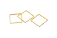 Square Geometric Charm, 12 Gold Plated Brass Square Connectors (20mm) BS 1121 Q0101