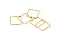 Square Geometric Charm, 12 Gold Plated Brass Square Connectors (20mm) BS 1121 Q0101