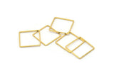 Square Geometric Charm, 12 Gold Plated Brass Square Connectors (20mm) BS 1121 Q0101
