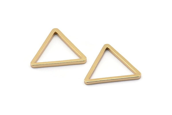 Triangle Charm - 4 Gold Plated Brass Triangle Charms (28x2mm) D0013 Q0083
