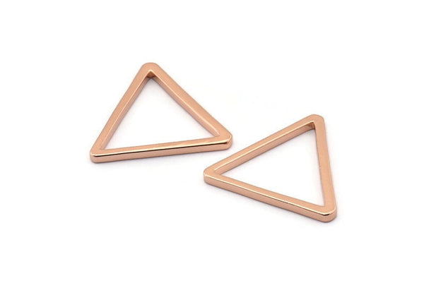 Rose Gold Triangle Ring, 5 Rose Gold Plated Brass Triangle Charms (28x2mm) D0013 Q0083