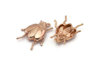 Rose Gold Tiny Bug Charm , 2 Rose Gold Plated Brass Bug Fly Insect Charms (29x22x5.5mm) N0495 Q0053