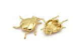 Gold Tiny Bug Charm , 2 Gold Plated Brass Bug Fly Insect Charms (29x22x5.5mm) N0495 Q0053