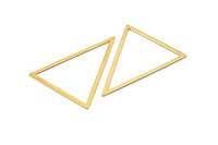Gold Triangle Charm, 2 Gold Plated Brass Triangle Rings, Charms (53x53x40mm) Bs-1307 Q0057