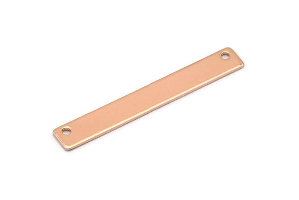 Rose Gold Customized Bar, 3 Brass Rose Gold Plated Stamping Blanks (6x44x0.80mm) B0191 q0061