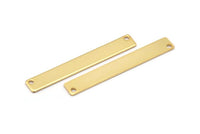 Gold Customized Bar, 3 Gold Plated Brass  Stamping Blanks (6x44x0.80mm) B0191 Q0061