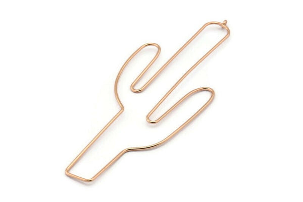 Gül Altın Kaktüs Bulgusu, 2 Gül Altın Kaplama Pirinç Büyük Tel Kaktüs Küpe Telleri, Mücevher Malzemeleri, Tılsımlar (113x41x1mm) Bs 1703 Q0043