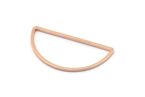 Rose Gold Half Moon - 5 Brass Rose Gold Plated Semi Circle Connectors (15x30x1mm) D0011 Q0033