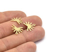 Brass Sun Charm, 24 Raw Brass Sun Charms With 1 Loop (13x15x0.80mm) M02256